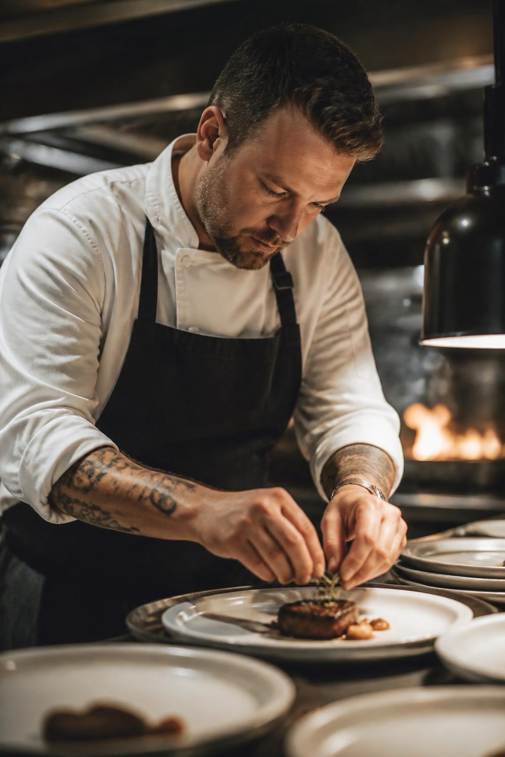 Head chef plating a dish at Kıa